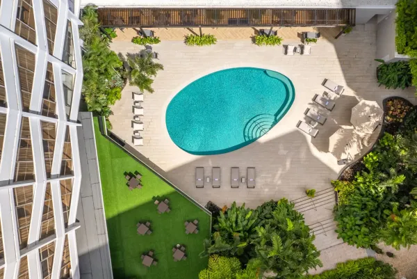 Rooftop pool with Panama City skyline views