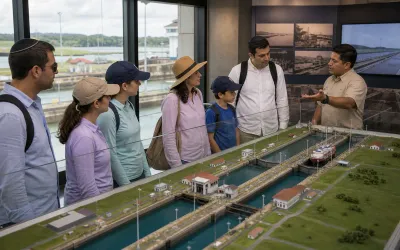 Exhibición del museo que explica la historia y la ingeniería del Canal de Panamá.