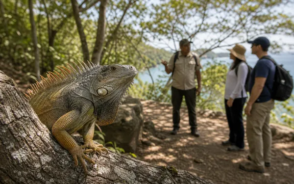 Iguana on a dry forest trail at Smithsonian Punta Culebra