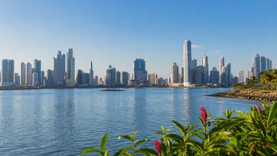 Panama City skyline and waterfront in clear dry-season morning light