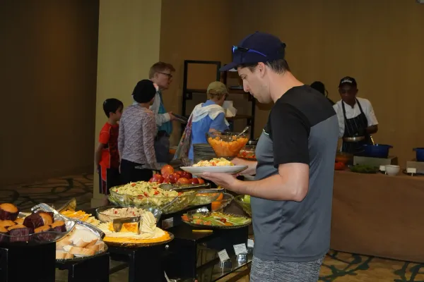 Full breakfast buffet layout