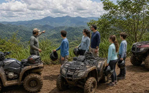 ATV group at a mountain viewpoint in Cerro Azul