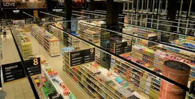 Aisles inside Super Kosher, one of the world's largest kosher supermarkets
