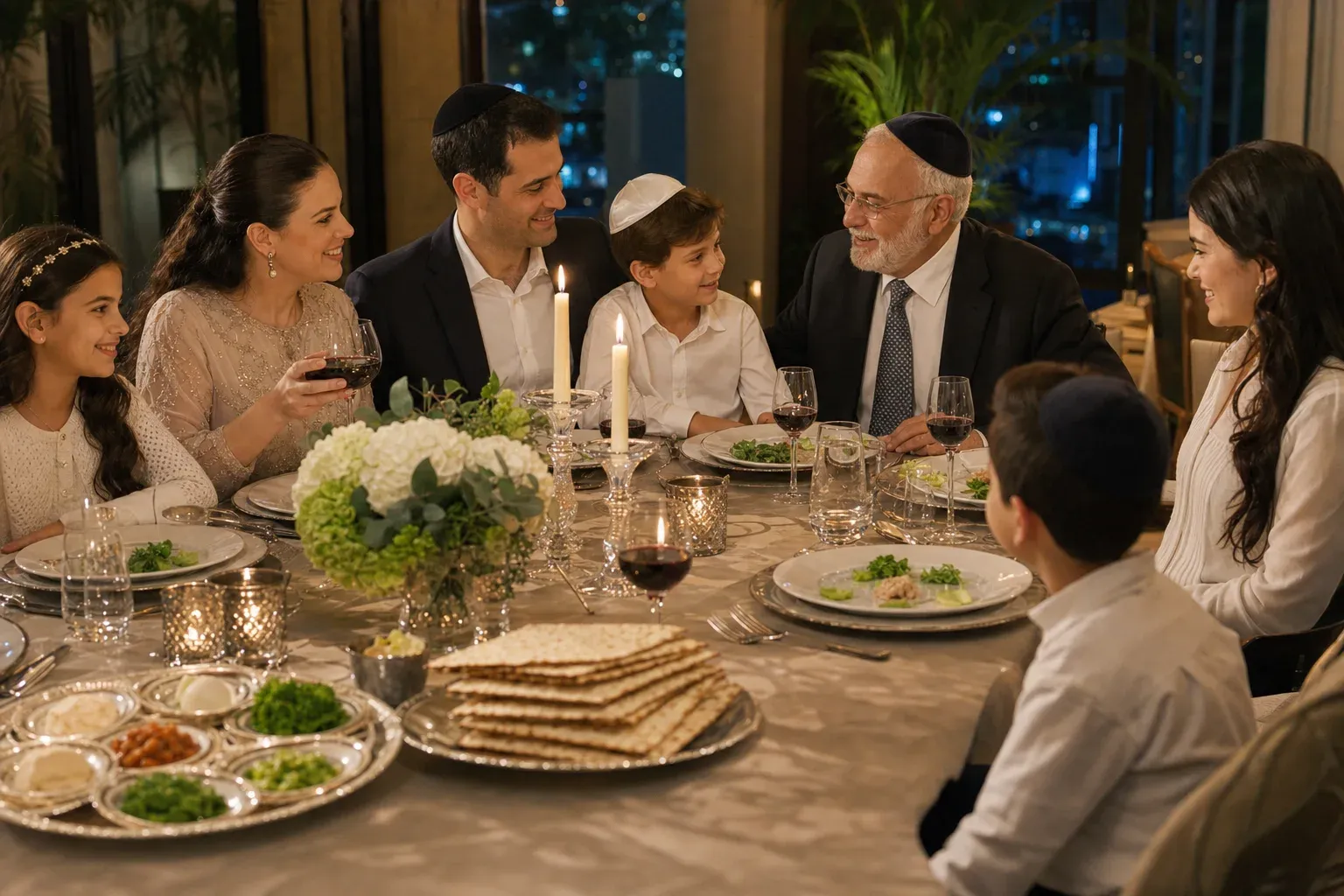 משפחה רב-דורית חולקת סדר פסח בפנמה