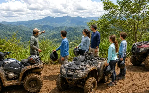 ATV group at a mountain viewpoint in Cerro Azul
