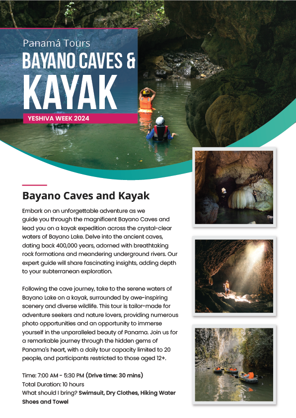 Bayano Caves & Kayak: Jan 21, 24, 28th