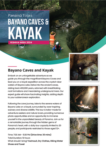 Bayano Caves & Kayak: Jan 21, 24, 28th